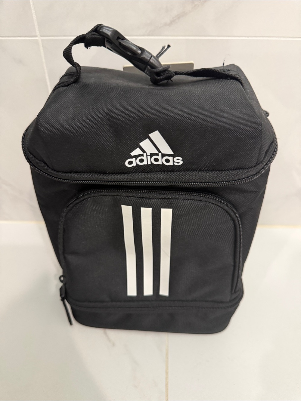 adidas Black Excel 2 Lunch Bag with White Stripes